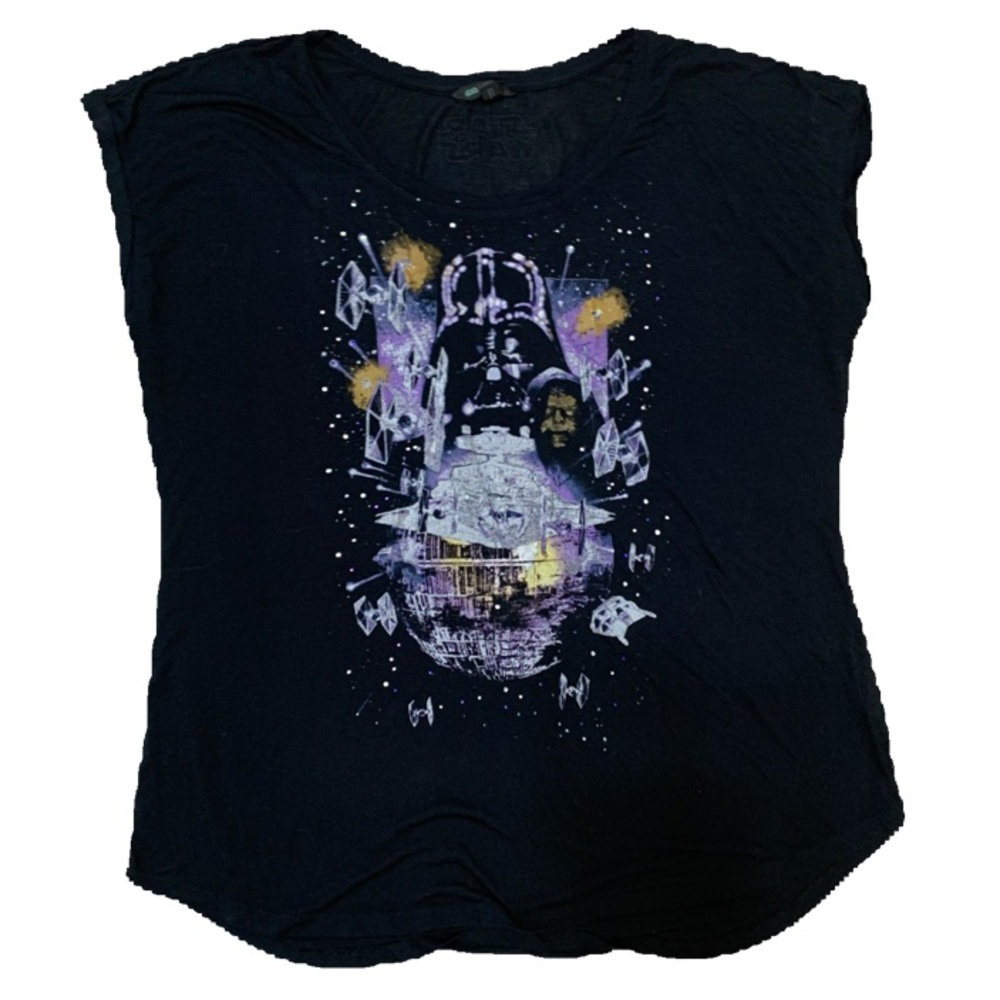 Rock & Republic Star Wars Darth Vader Death Rhinestone Star Tee Shirt - 1X